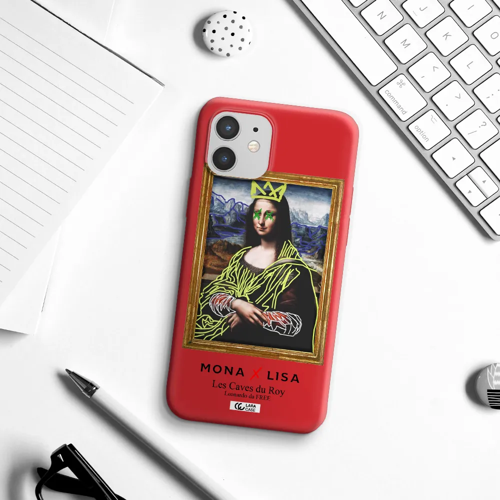 Monalisa Pop Art Apple iPhone 12 mini Silicone Imperial Red Case