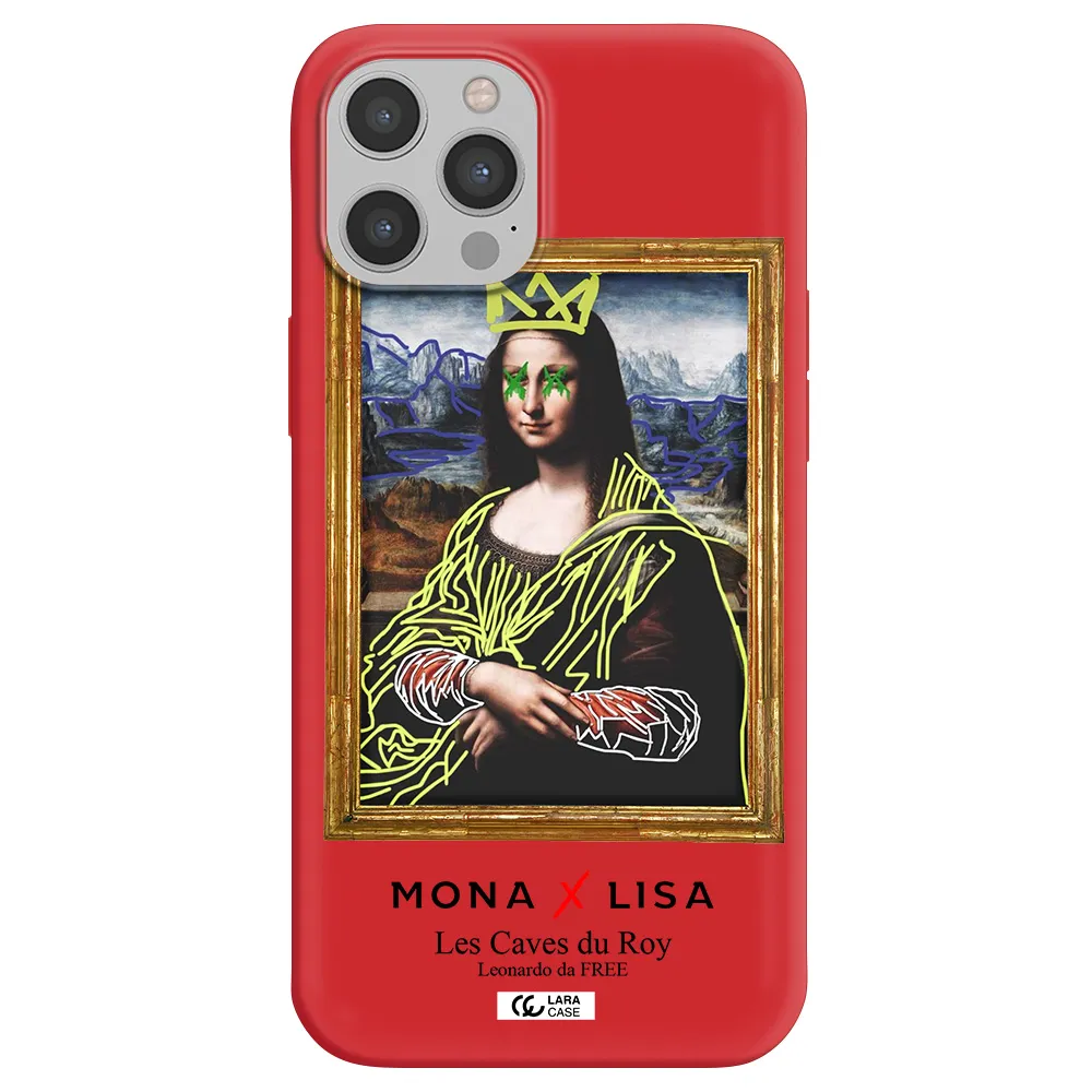 Monalisa Pop Art Apple iPhone 12 pro max Silicone Imperial Red Case