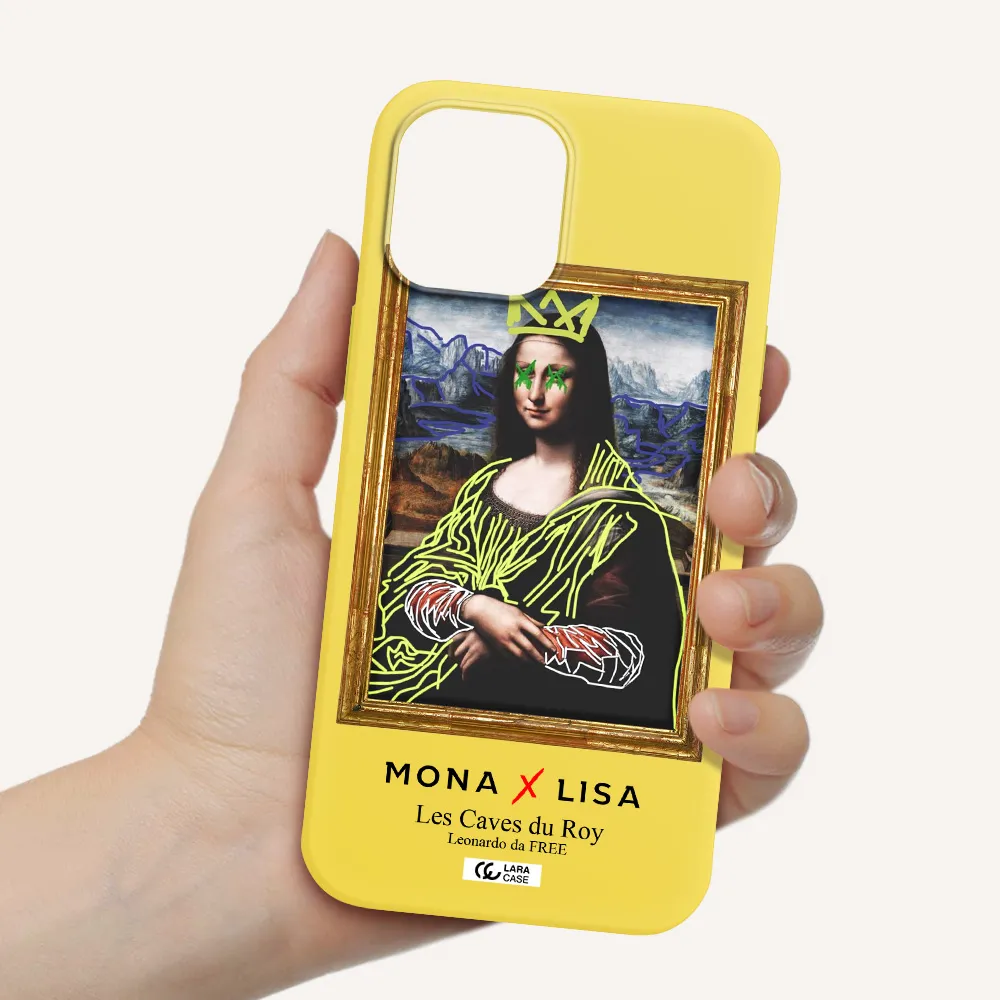 Monalisa Pop Art Apple iPhone 12 pro Silicone canary yellow Case
