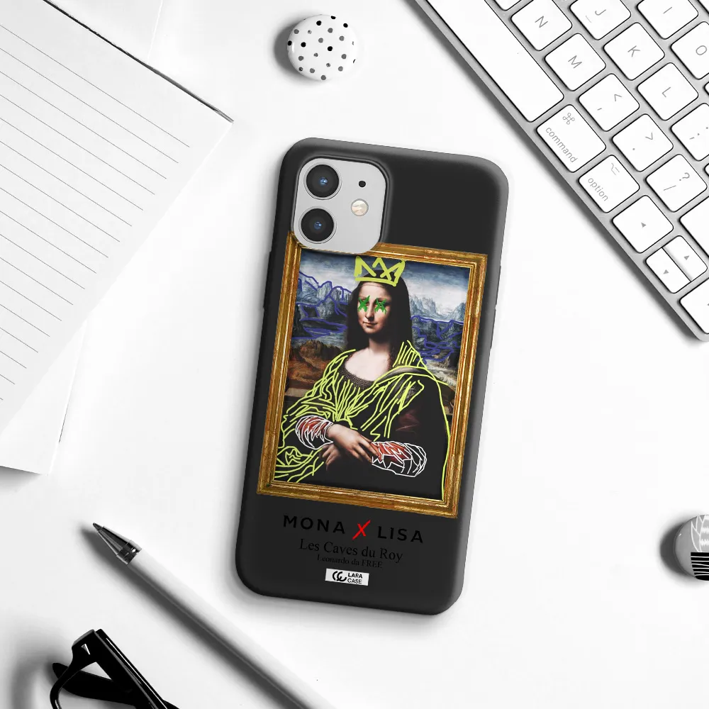 Monalisa Pop Art Apple iPhone 12 Silicone black Case