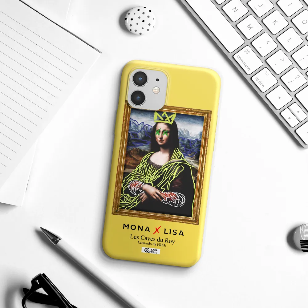 Monalisa Pop Art Apple iPhone 12 Silicone canary yellow Case