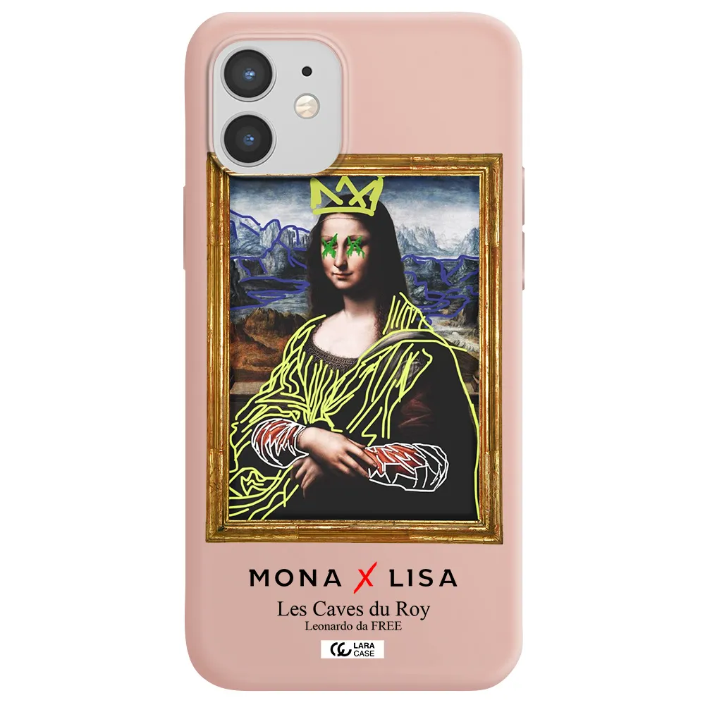 Monalisa Pop Art Apple iPhone 12 Silicone pastel pink Case