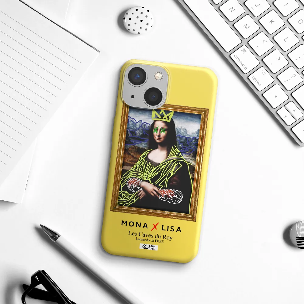 Monalisa Pop Art Apple iPhone 13 mini Silicone canary yellow Case