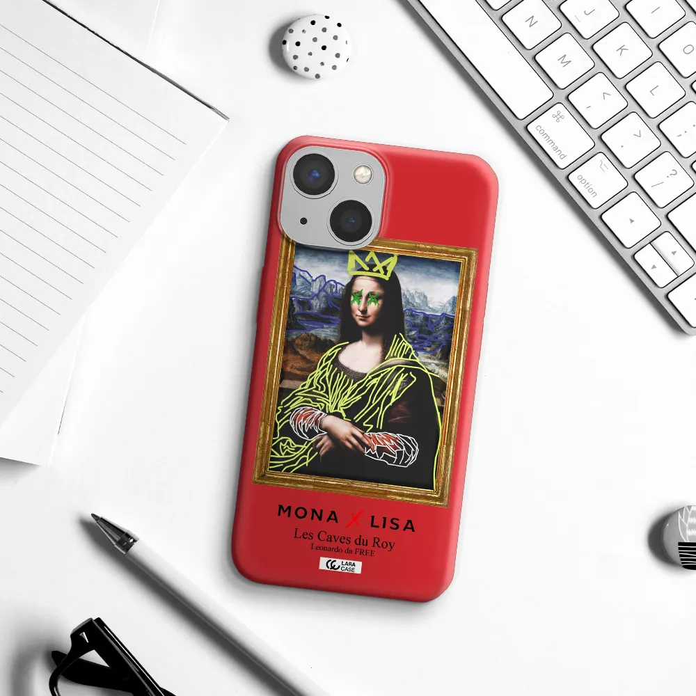 Monalisa Pop Art Apple iPhone 13 mini Silicone Imperial Red Case