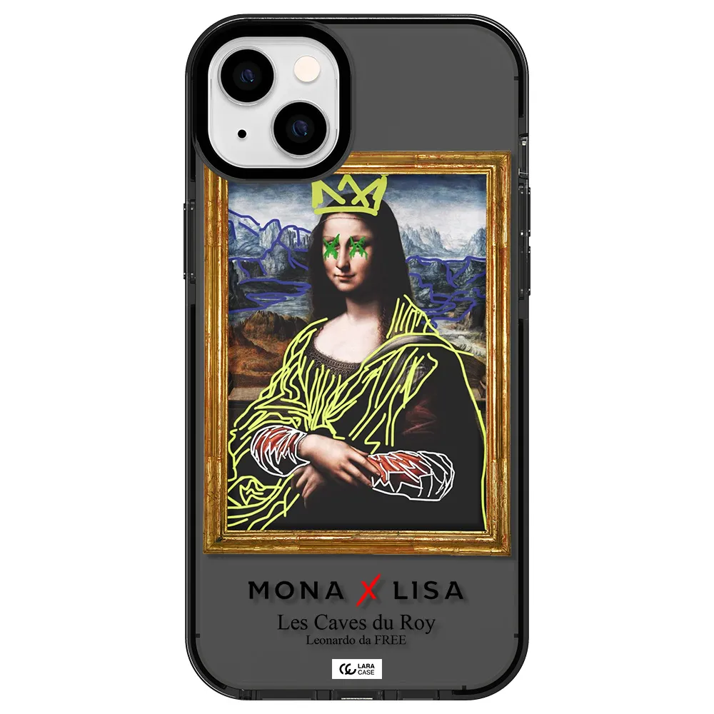 Monalisa Pop Art Apple iPhone 14 plus impact Smoke Black Case
