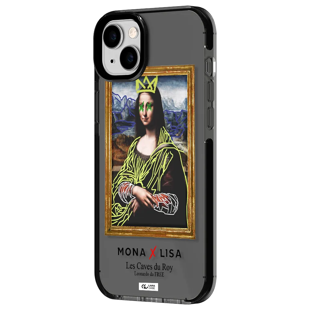 Monalisa Pop Art Apple iPhone 14 plus impact Smoke Black Case