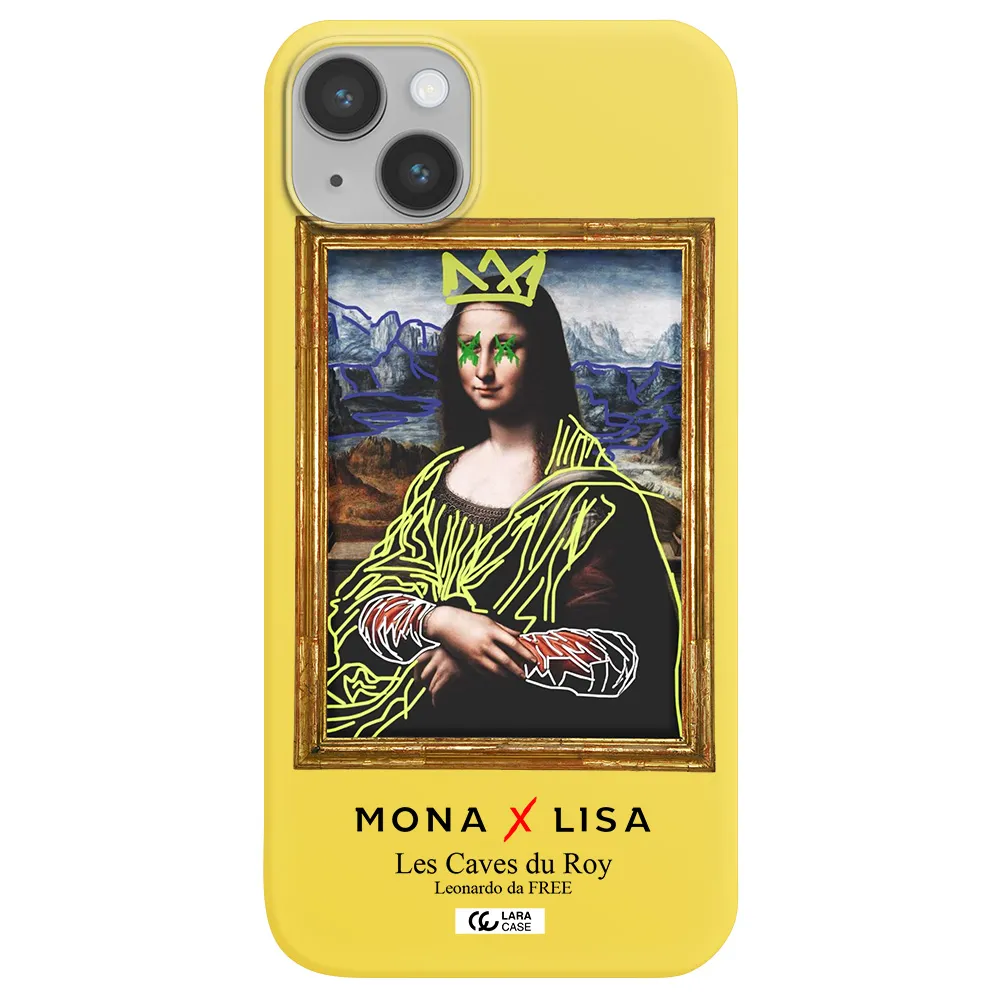 Monalisa Pop Art Apple iPhone 14 plus Silicone canary yellow Case