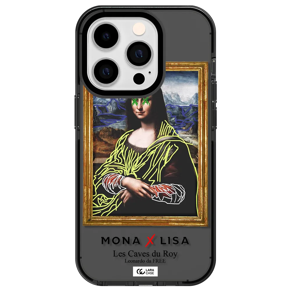 Monalisa Pop Art Apple iPhone 14 pro impact Smoke Black Case