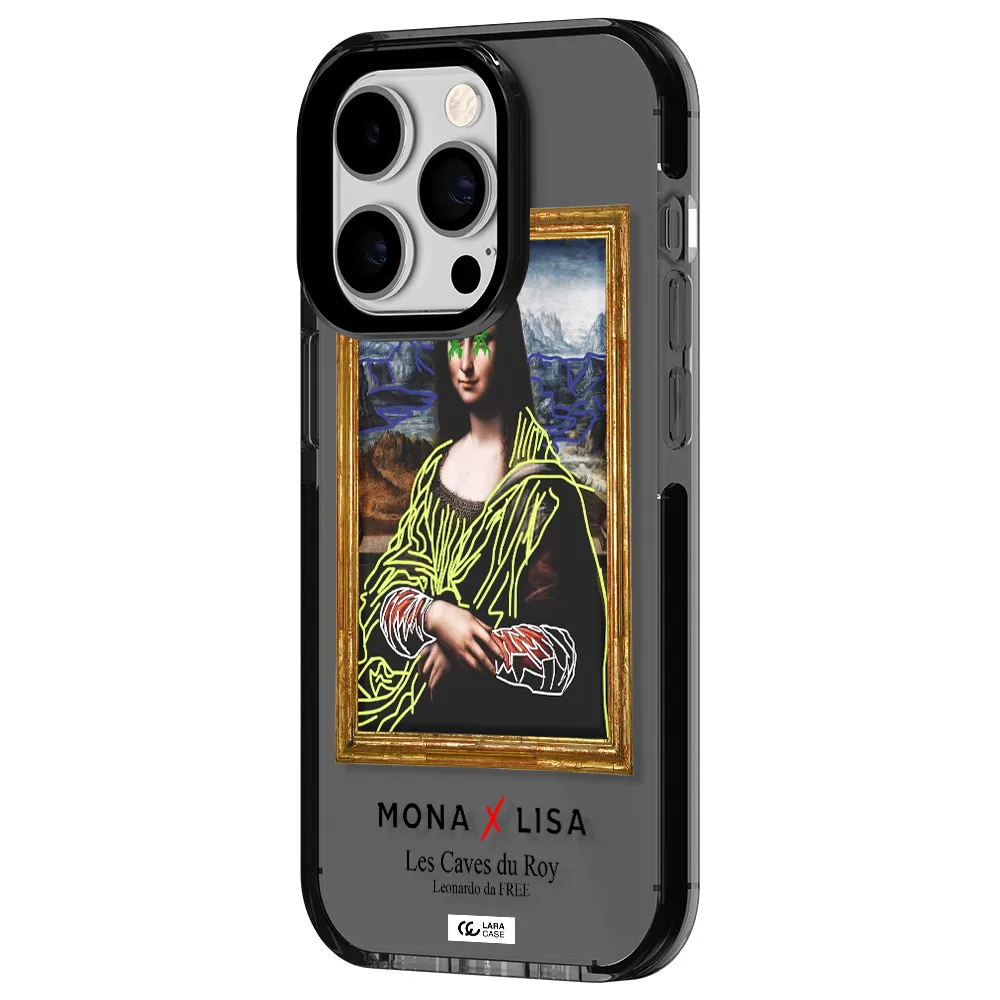 Monalisa Pop Art Apple iPhone 14 pro impact Smoke Black Case