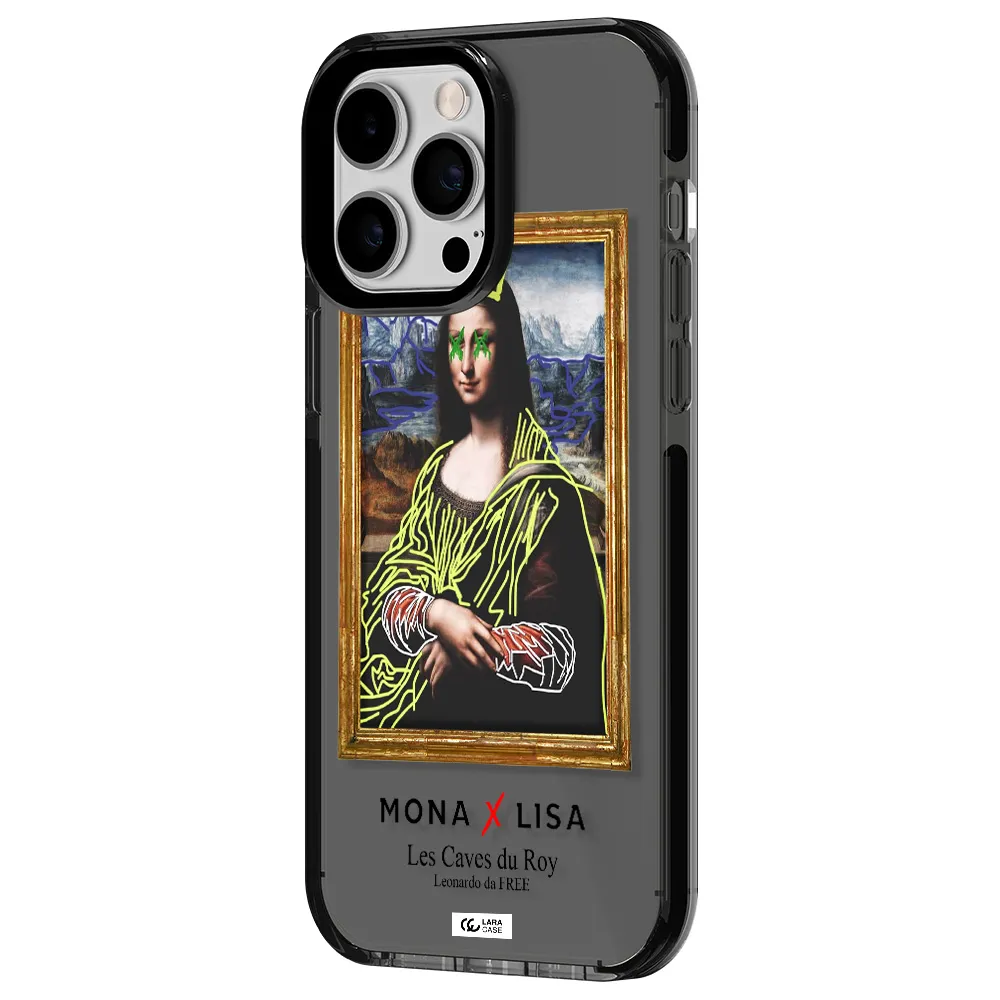 Monalisa Pop Art Apple iPhone 14 pro max impact Smoke Black Case
