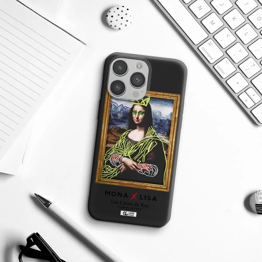 Monalisa Pop Art Apple iPhone 14 pro max Silicone black Case