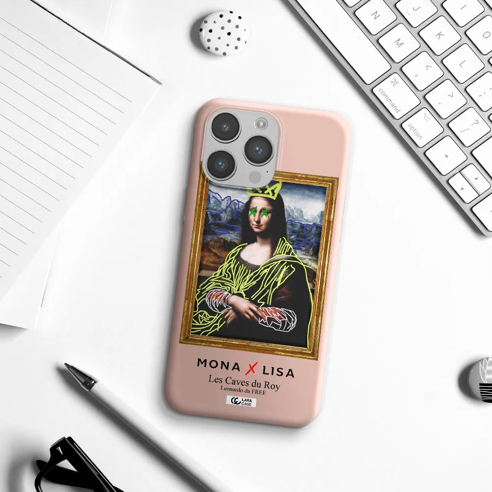 Monalisa Pop Art Apple iPhone 14 pro max Silicone pastel pink Case