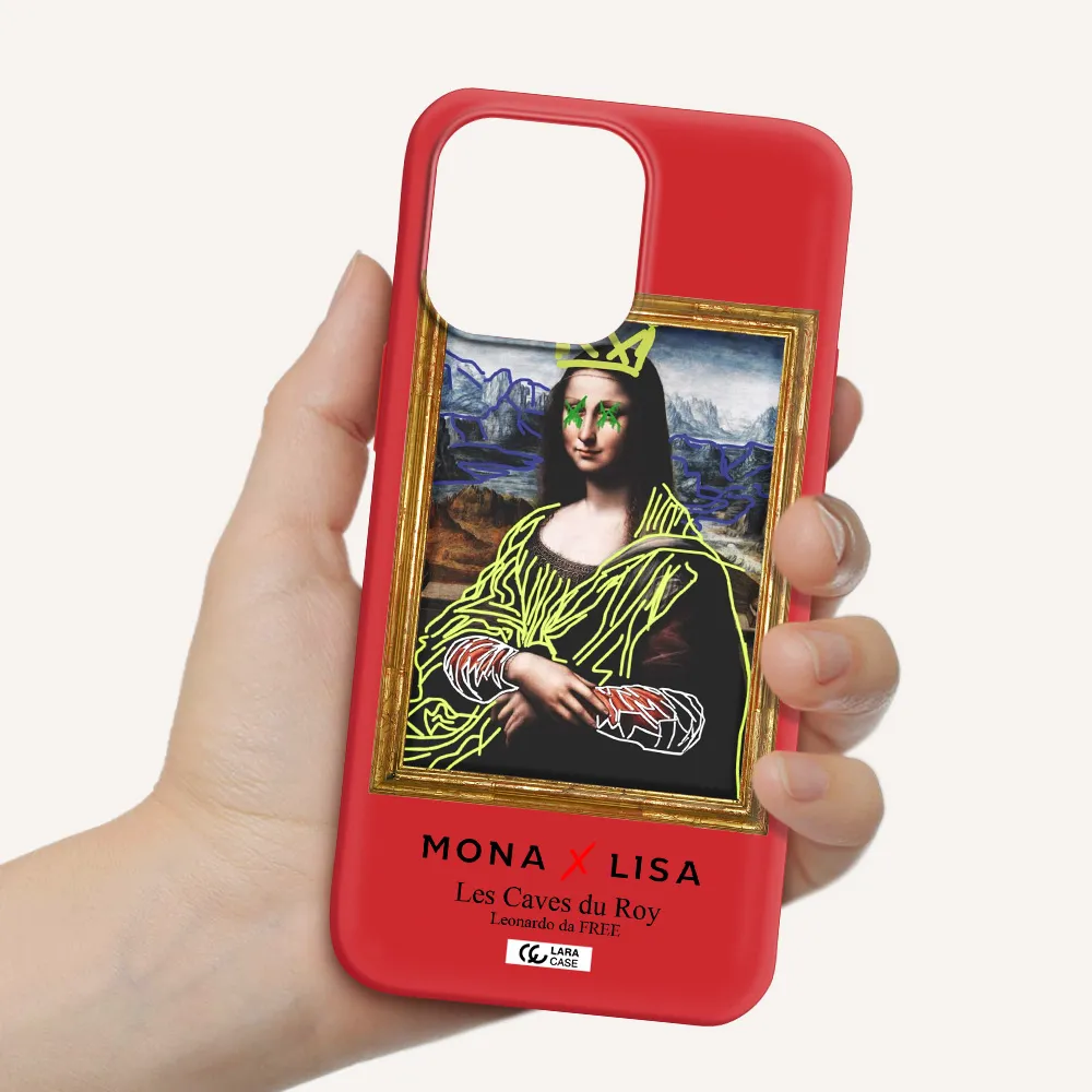 Monalisa Pop Art Apple iPhone 14 pro Silicone Imperial Red Case