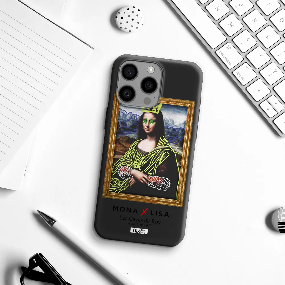 Monalisa Pop Art Apple Iphone 15 Pro max Silicone black Case