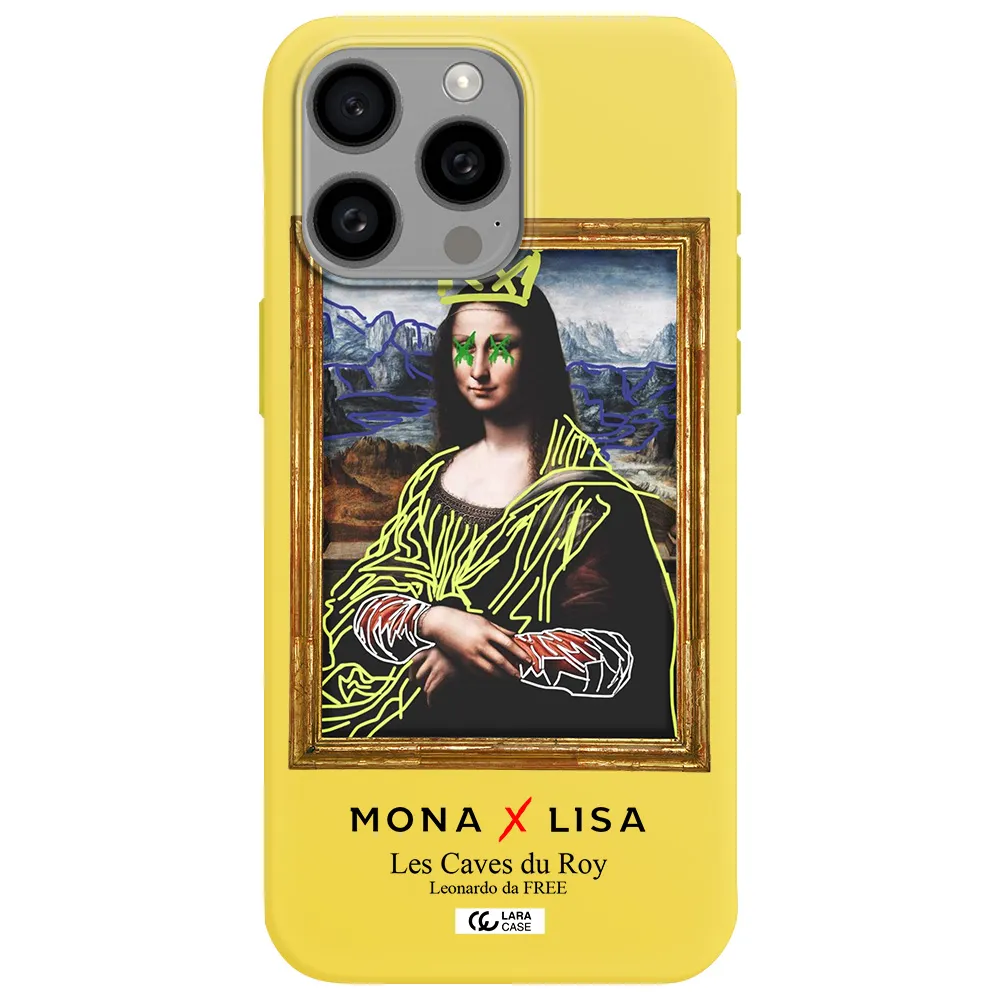 Monalisa Pop Art Apple Iphone 15 Pro max Silicone canary yellow Case