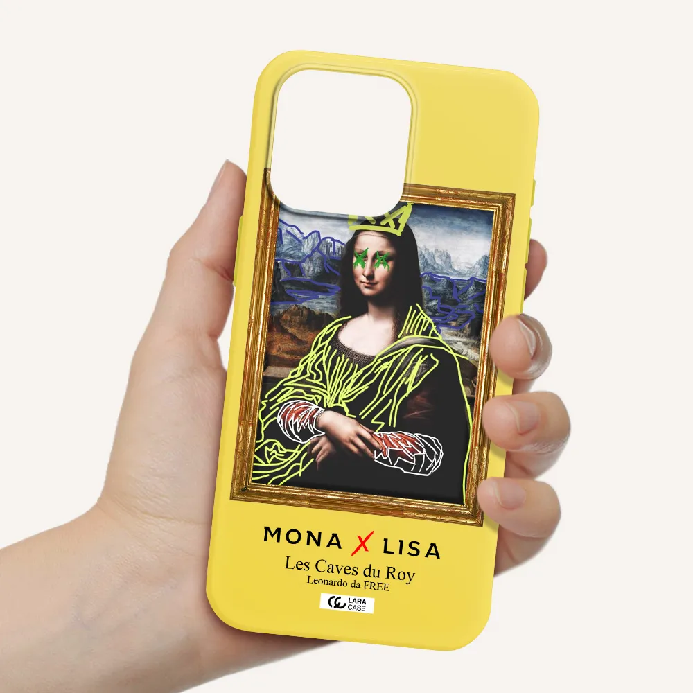 Monalisa Pop Art Apple Iphone 15 Pro max Silicone canary yellow Case