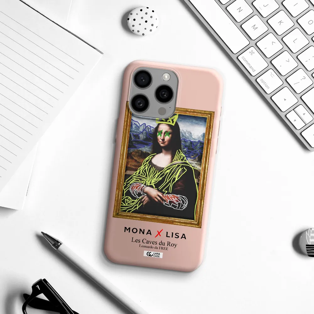 Monalisa Pop Art Apple Iphone 15 Pro max Silicone pastel pink Case