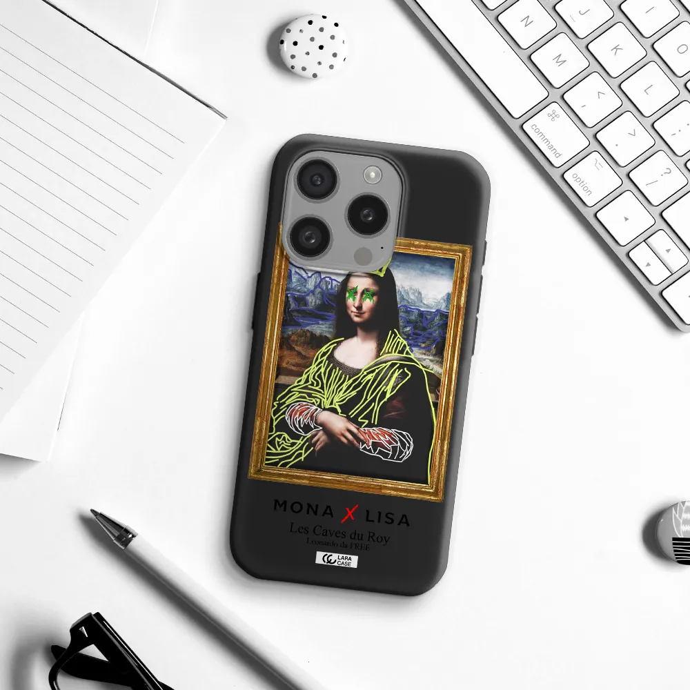 Monalisa Pop Art Apple Iphone 15 Pro Silicone Black Case