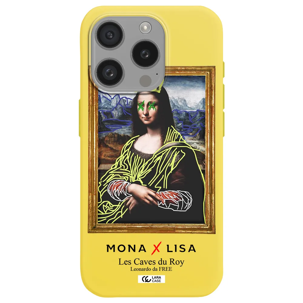 Monalisa Pop Art Apple Iphone 15 Pro Silicone Canary Yellow Case