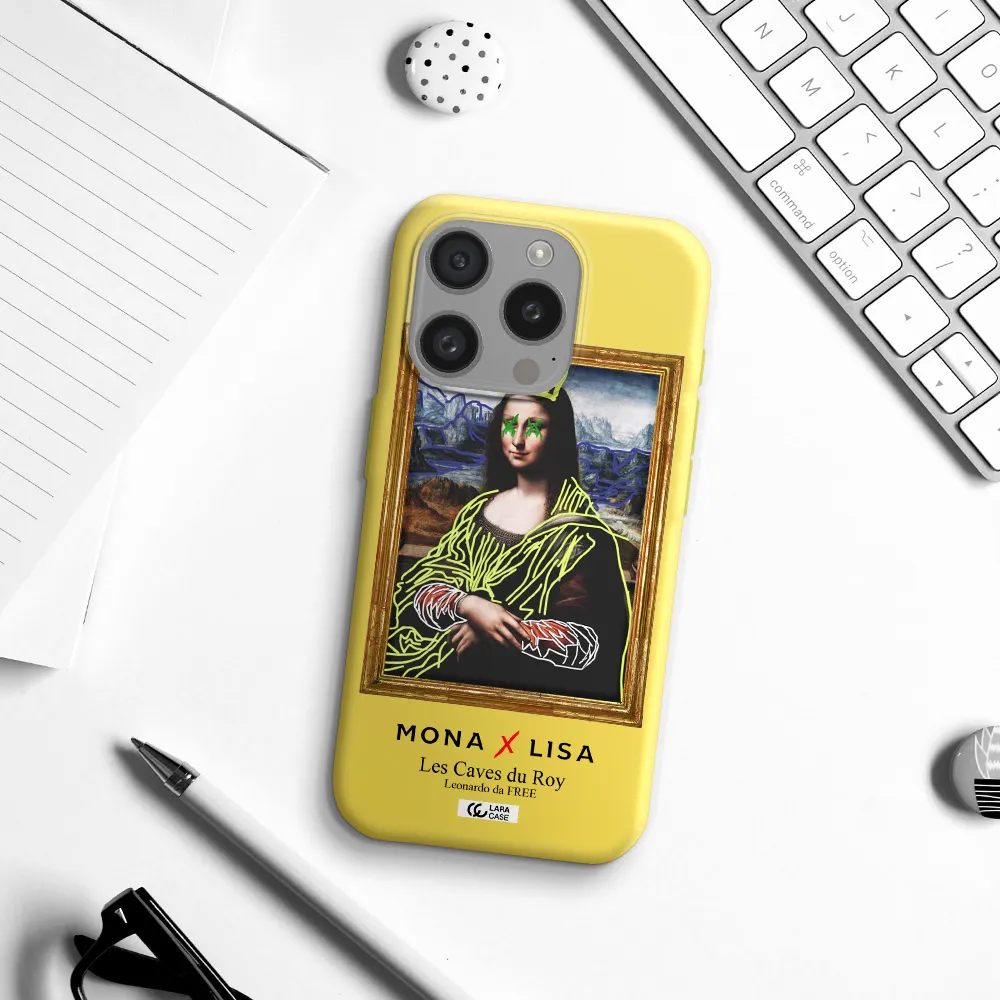Monalisa Pop Art Apple Iphone 15 Pro Silicone Canary Yellow Case