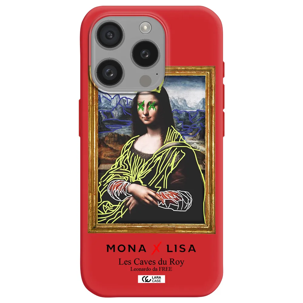 Monalisa Pop Art Apple Iphone 15 Pro Silicone Imperial Red Case