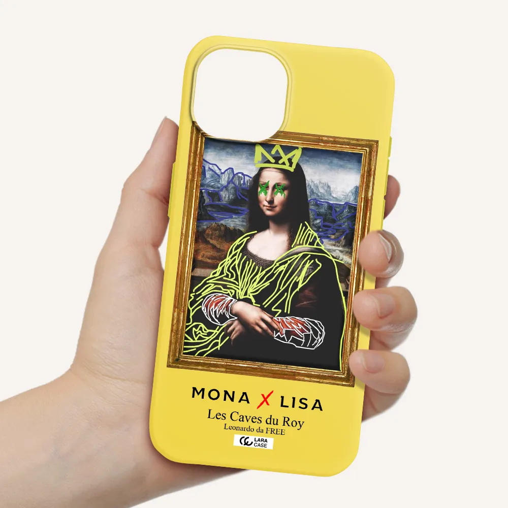 Monalisa Pop Art Apple iPhone 15 Silicone canary yellow Case