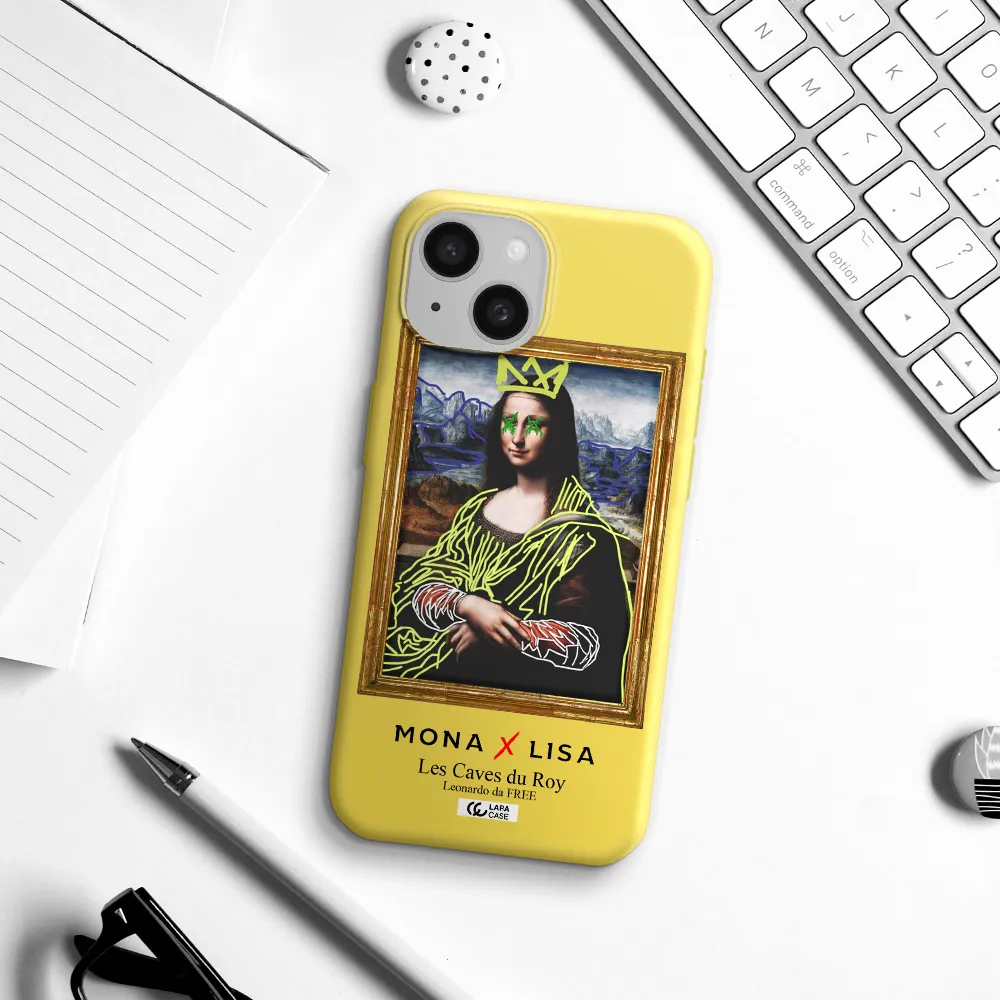Monalisa Pop Art Apple iPhone 15 Silicone canary yellow Case