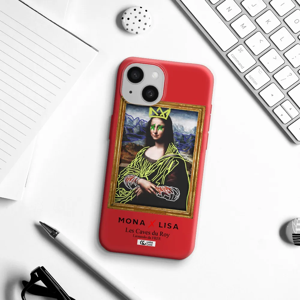 Monalisa Pop Art Apple Iphone 15 Silicone Imperial Red Case