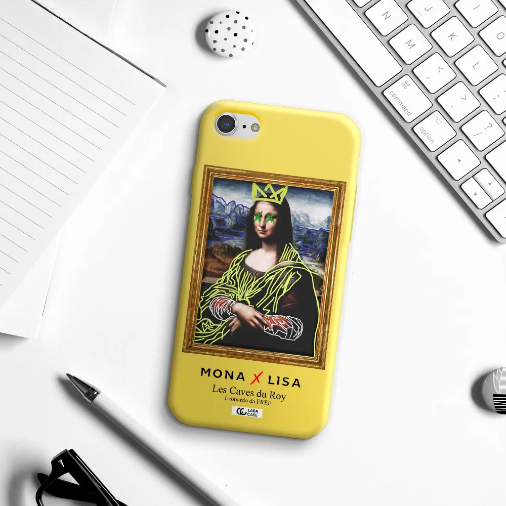 Monalisa Pop Art Apple iPhone 7 Silicone canary yellow Case