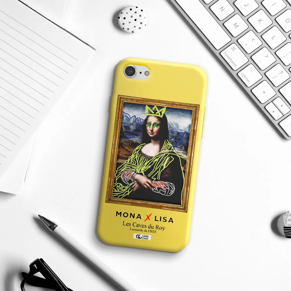 Monalisa Pop Art Apple iPhone 8 Silicone canary yellow Case