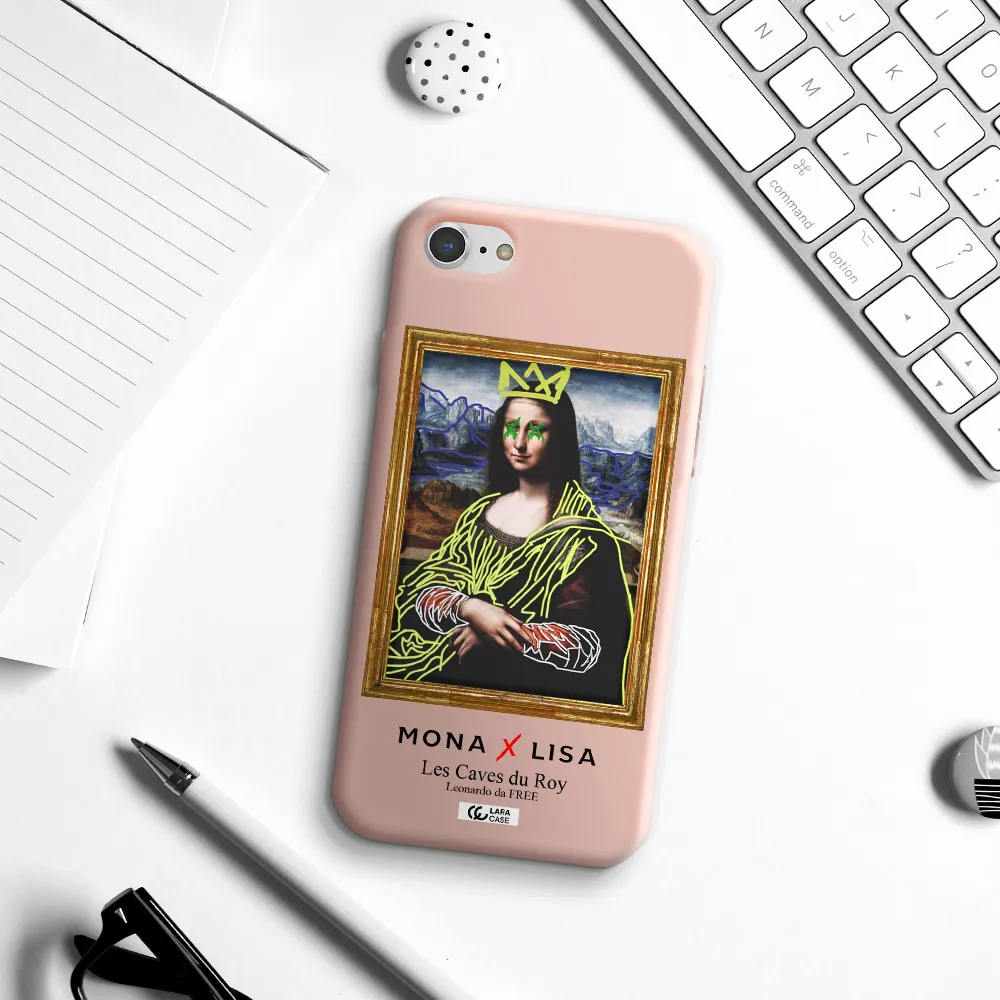 Monalisa Pop Art Apple iPhone 8 Silicone pastel pink Case