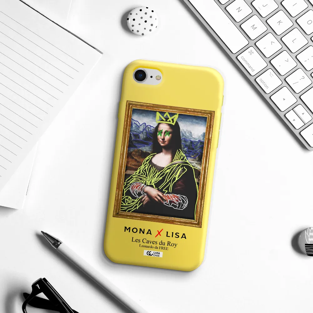 Monalisa Pop Art Apple iPhone se 2020 Silicone canary yellow Case