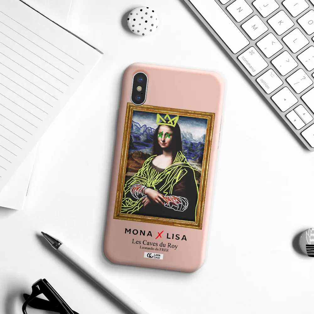 Monalisa Pop Art Apple iPhone X Silicone pastel pink Case