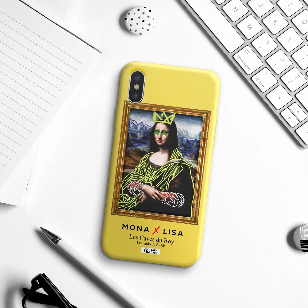 Monalisa Pop Art Apple iPhone XS Silicone canary yellow Case