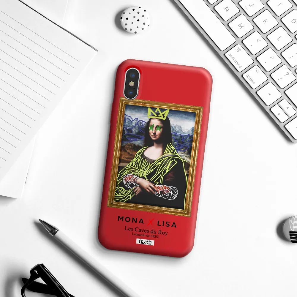 Monalisa Pop Art Apple iPhone XS Silicone Imperial Red Case