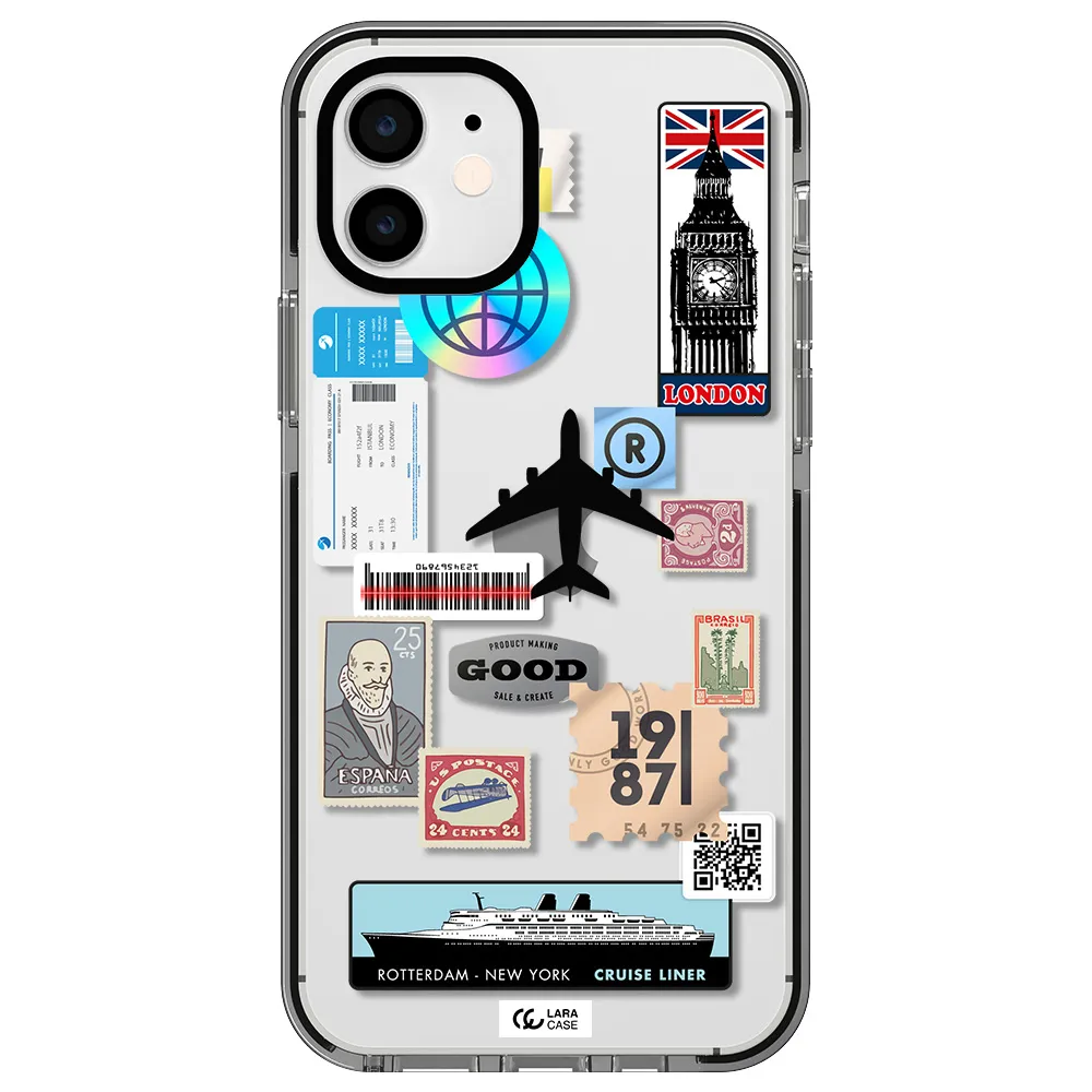 Stamp Stickers Apple iPhone 11 impact black border Case