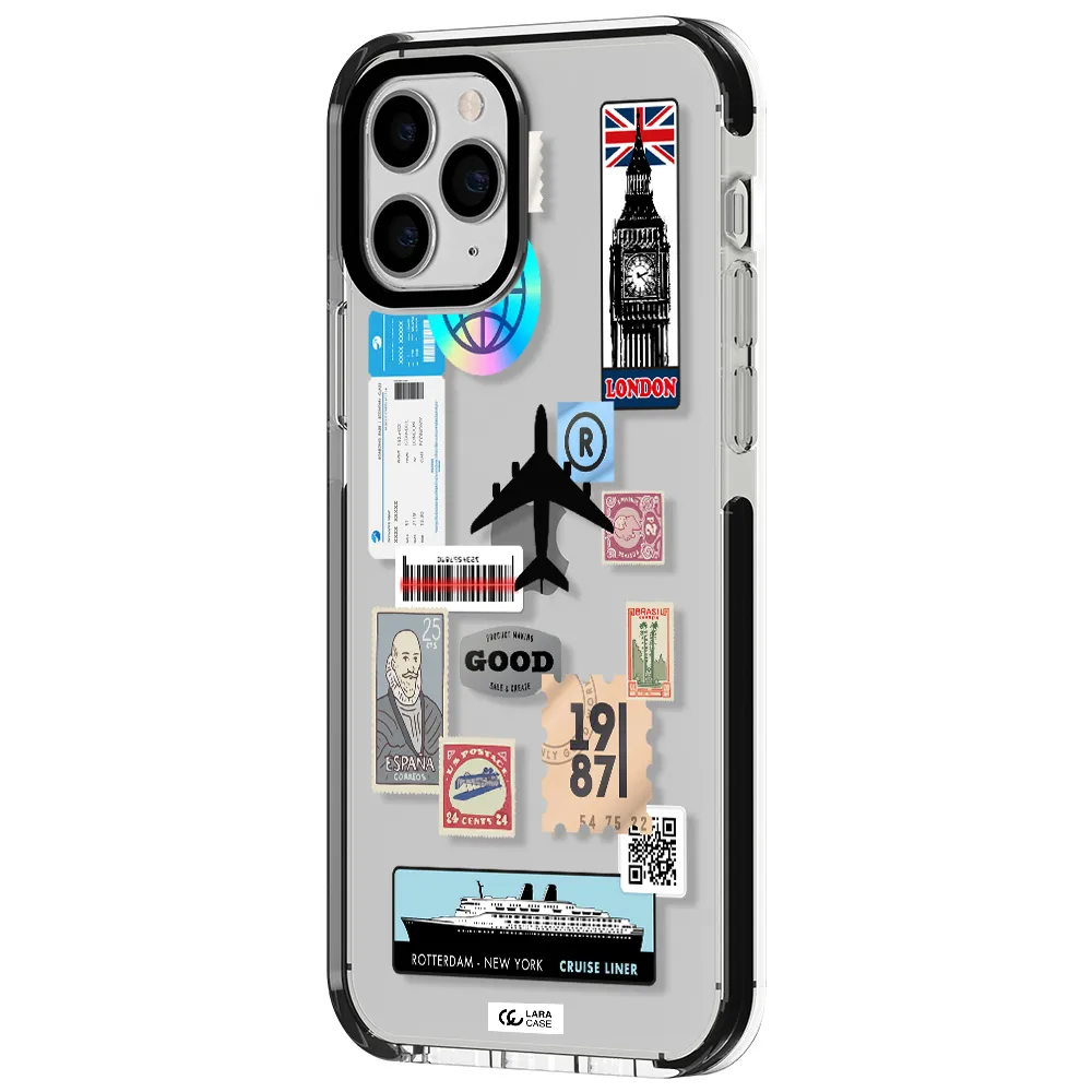 Stamp Stickers Apple iPhone 11 pro impact black border Case