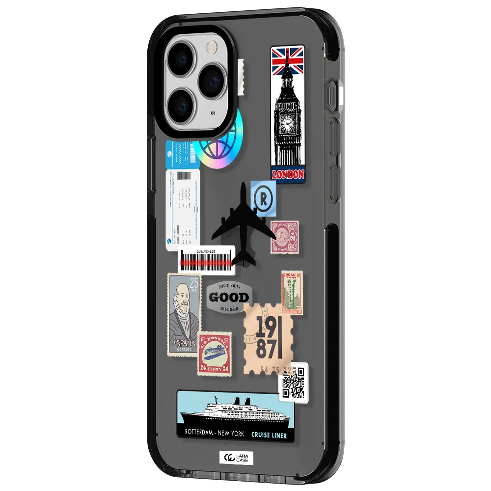 Stamp Stickers Apple iPhone 11 pro impact Smoke Black Case