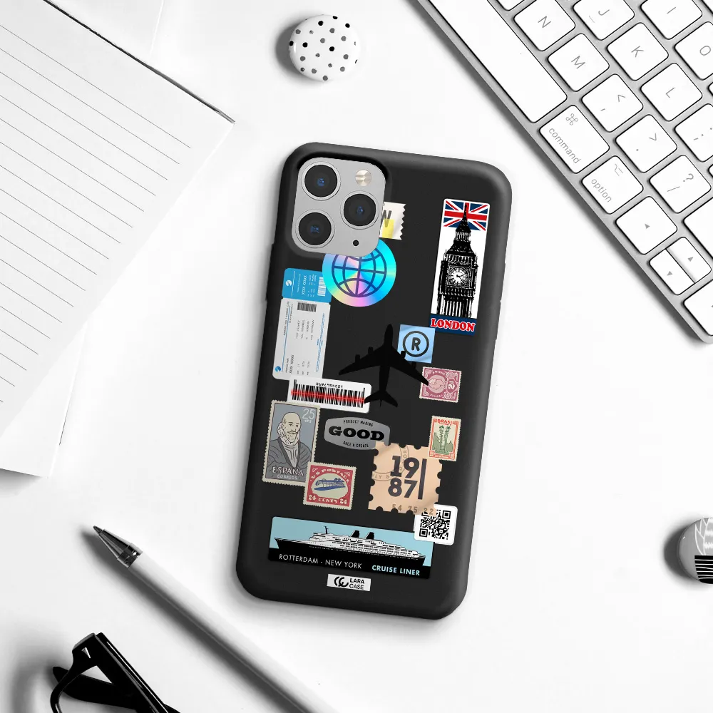 Stamp Stickers Apple iPhone 11 pro max Silicone black Case