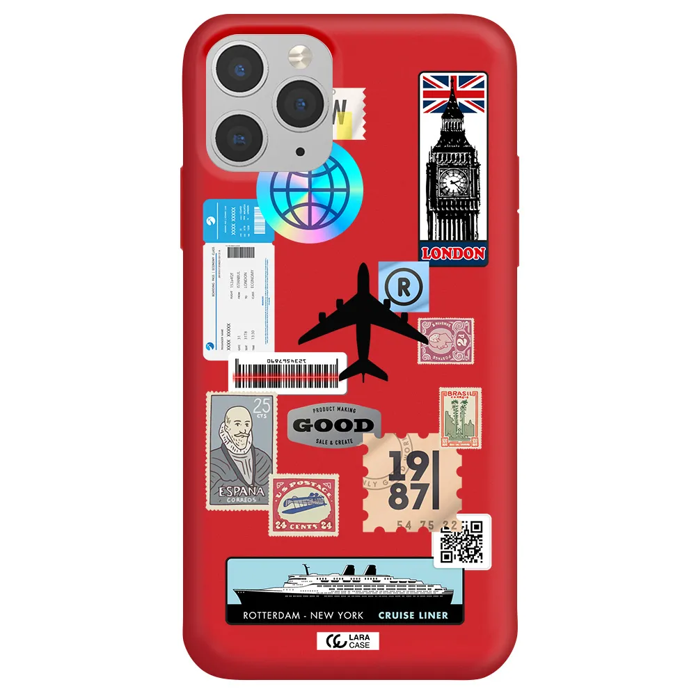 Stamp Stickers Apple iPhone 11 pro max Silicone Imperial Red Case