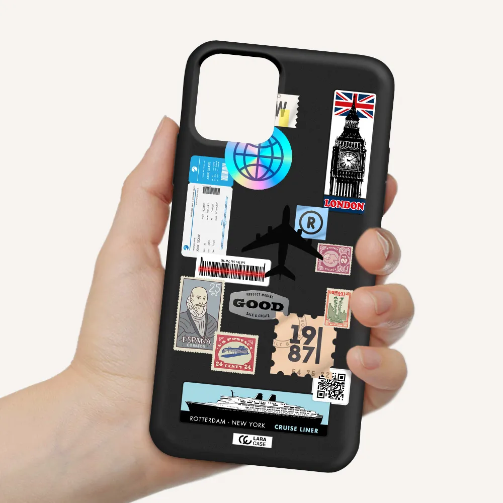 Stamp Stickers Apple iPhone 11 pro Silicone black Case
