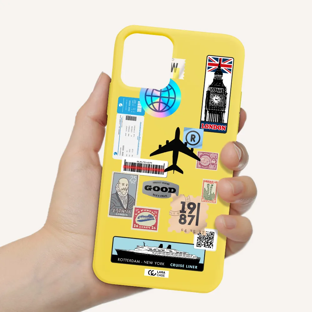 Stamp Stickers Apple iPhone 11 pro Silicone canary yellow Case