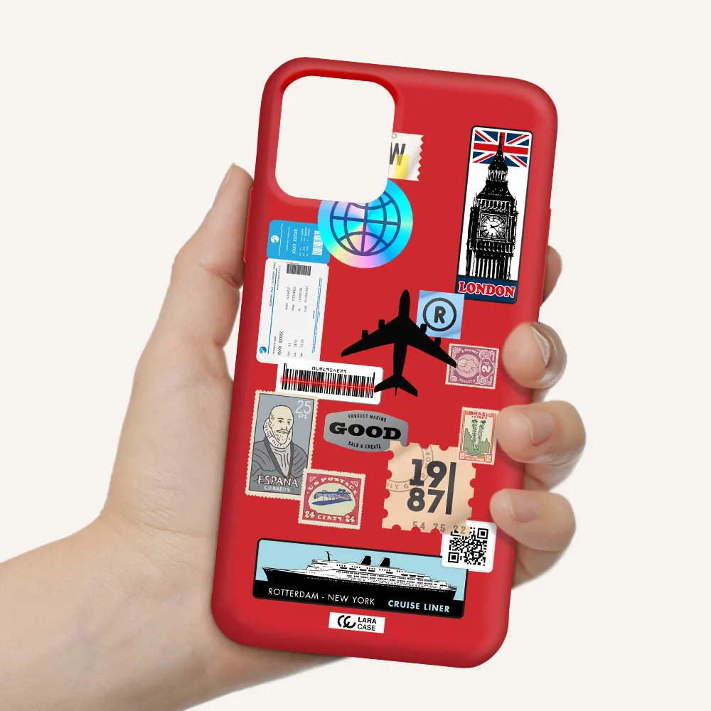 Stamp Stickers Apple iPhone 11 pro Silicone Imperial Red Case