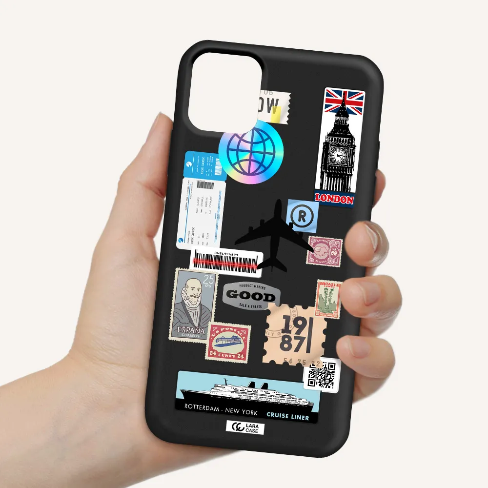Stamp Stickers Apple iPhone 11 Silicone black Case