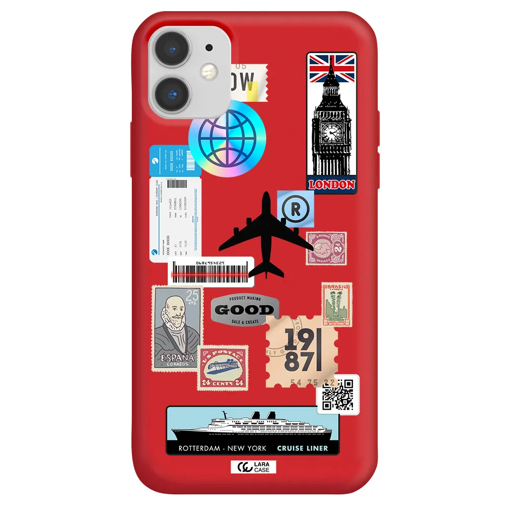Stamp Stickers Apple iPhone 11 Silicone Imperial Red Case