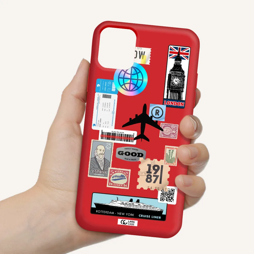 Stamp Stickers Apple iPhone 11 Silicone Imperial Red Case