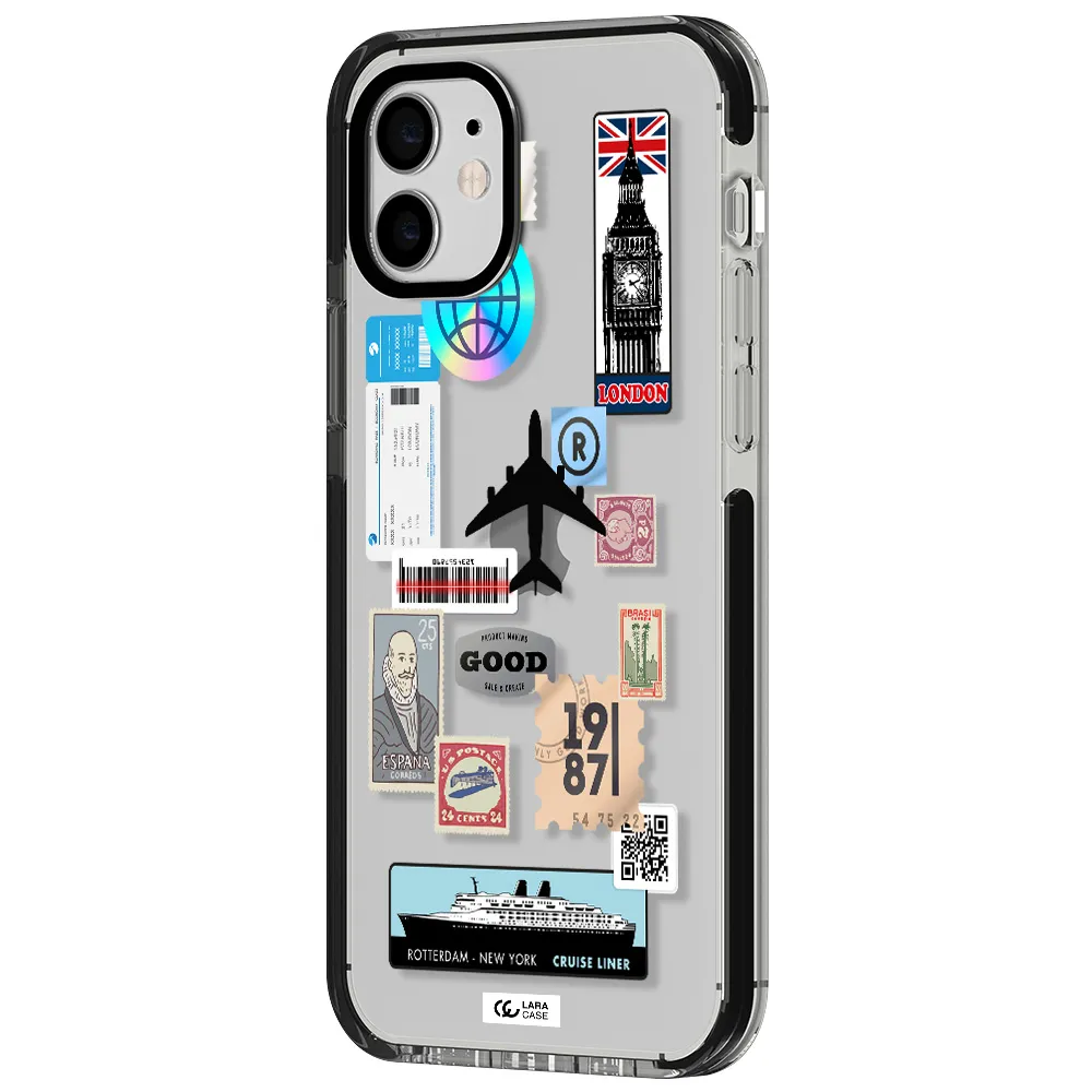 Stamp Stickers Apple iPhone 12 impact black border Case