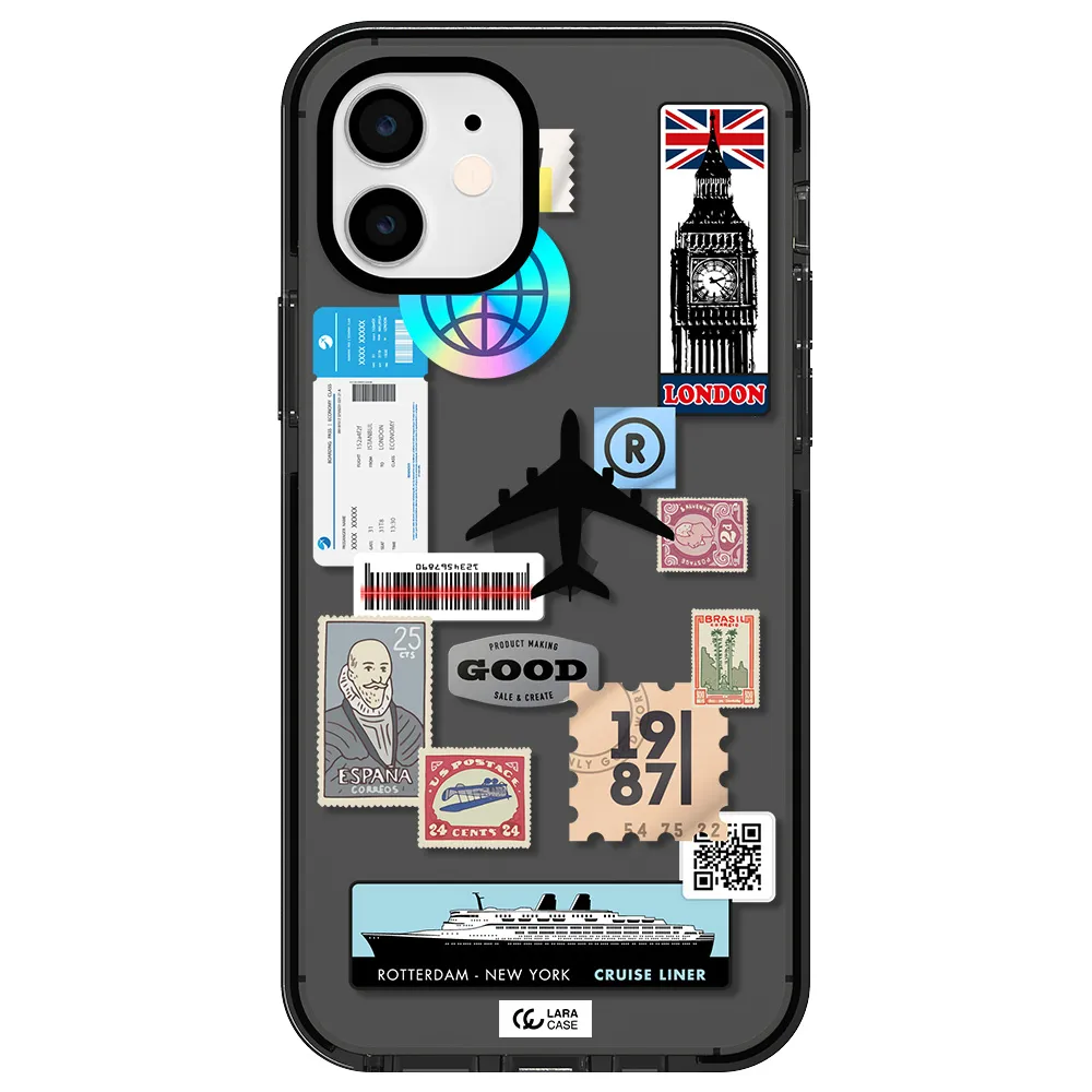 Stamp Stickers Apple iPhone 12 impact Smoke Black Case