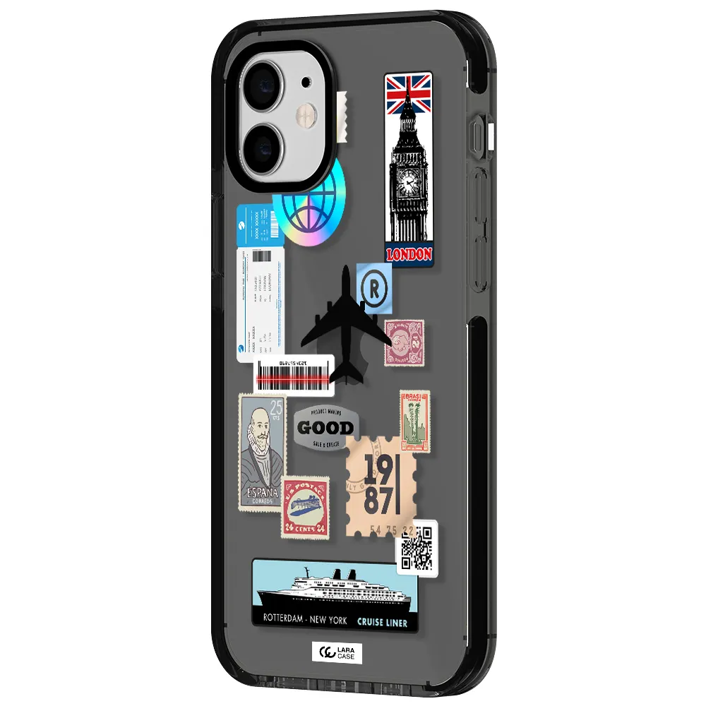 Stamp Stickers Apple iPhone 12 impact Smoke Black Case