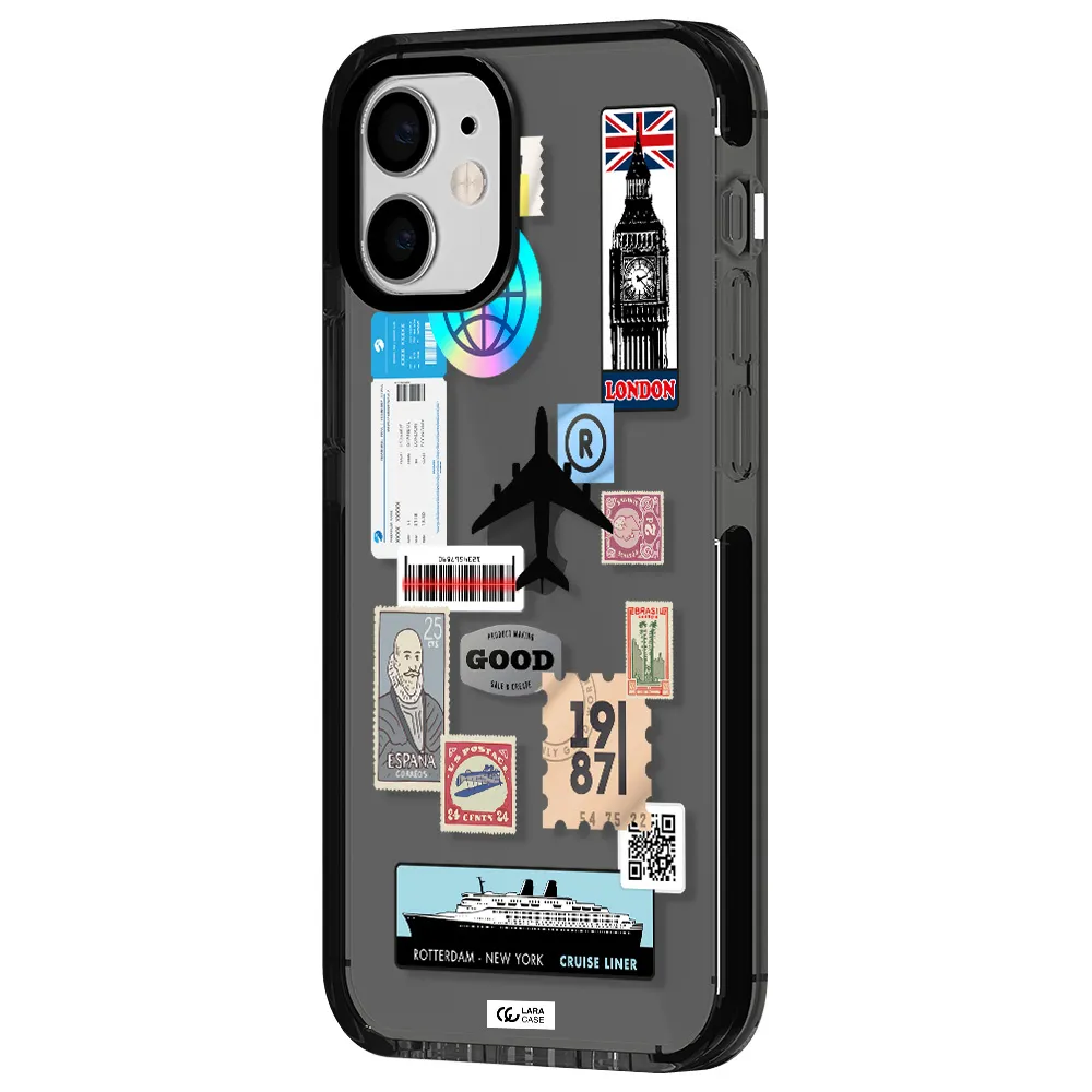 Stamp Stickers Apple iPhone 12 mini impact Smoke Black Case